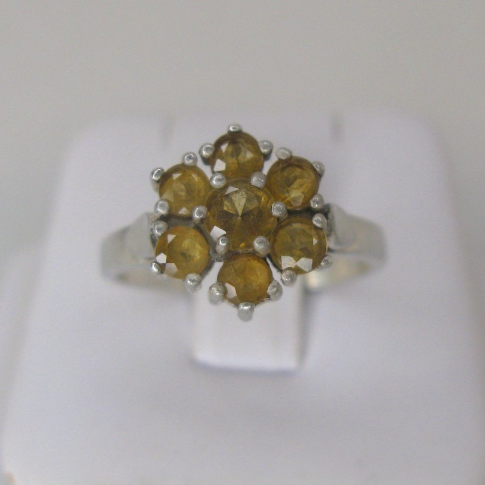 Sterling Silver Citrine Flower Ring Size 9 November Birthstone